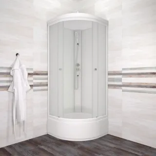 Душевая кабина Triton Вельвет Щ0000064623 80x80 см профиль белый стекло матовое